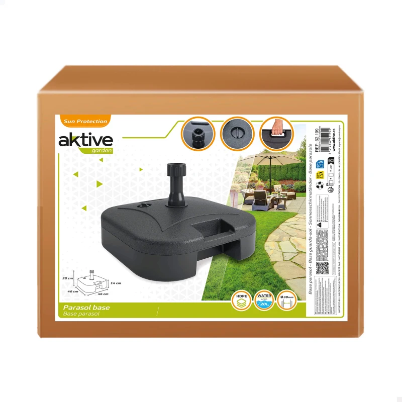 Base para Sombrilla Compatible con Tubo 38 Mm, 46x46x14 Cm, Negro
