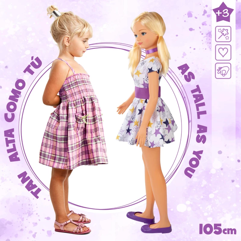 Muñeca Grande Articulada María con Vestido, 32x17x109,5 Cm, Rubia
