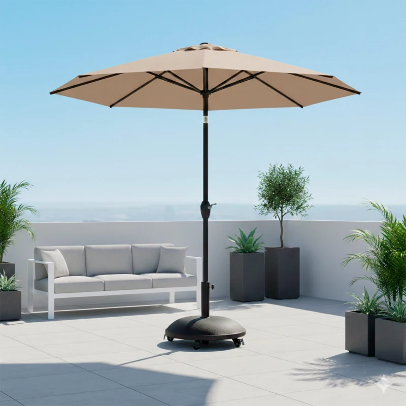 Base para Sombrilla Circular de Cemento con Ruedas y Freno, 50x50x38 Cm, Gris