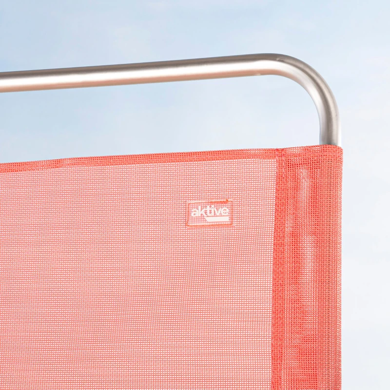 Silla Plegable de Playa de Aluminio y Textileno, 54x8x52 Cm, Coral