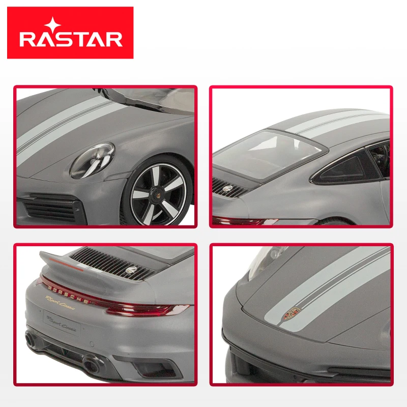 Coche Radiocontrol Rastar Porsche 911 Sport Classic 1:16, 38x19x17 Cm, Gris