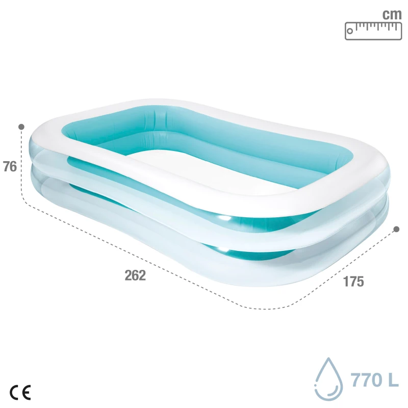 Piscina Hinchable Intex Rectangular, 262x175x56 Cm, Verde y Blanco