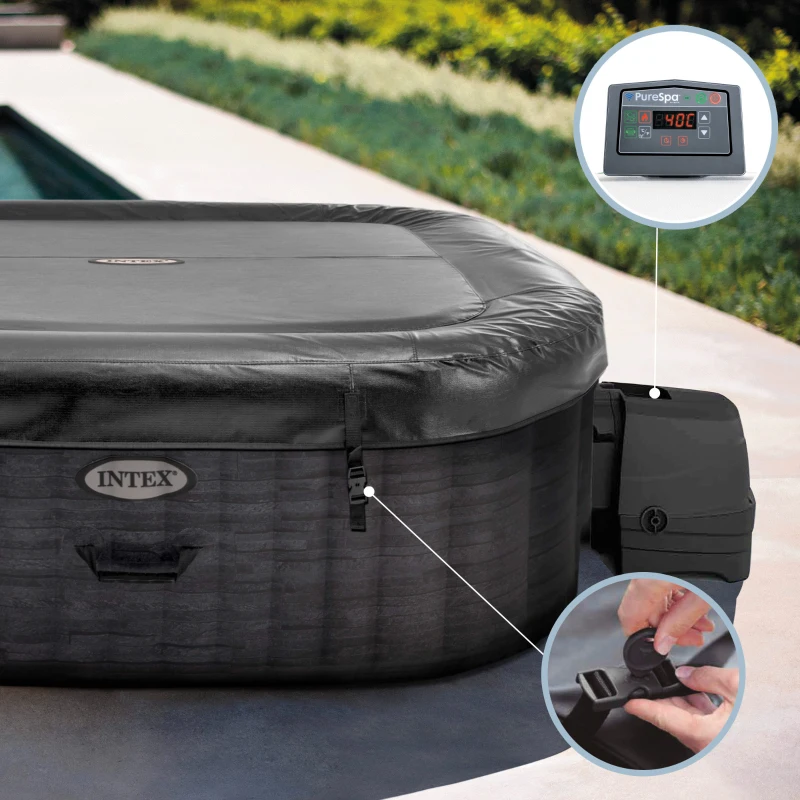 Spa Hinchable para 4 Personas Greystone Deluxe 175x175x71 Cm, Gris