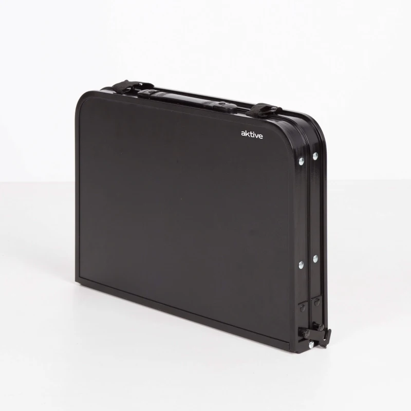 Mesa Plegable Camping Maletín Ajustable 27-56 Cm Antideslizante, 45x7x30 Cm, Negra