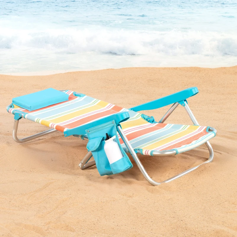 Silla Plegable Playa Aluminio Ligero 5 Posiciones, 48x48x75 Cm, Multicolor