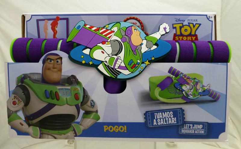 Saltador Pogo 3D Toy Story con Mango Acolchado Antideslizante, 22,5x9,5x42 Cm, Lila y Verde