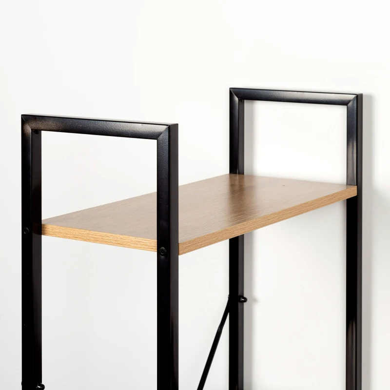 Escritorio Max Home Madera y Acero con Estantería Integrada, 100x52x120 Cm, Negro