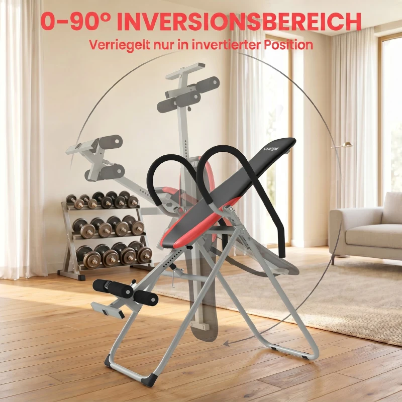 SPORTNOW Inversionsbank Klappbar Inversionstisch mit Verstellbarem Knöchelverschluss Sicherheitsgurt, Ruschfest