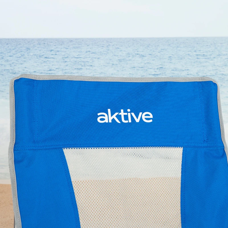 Silla Plegable de Playa Aktive Compacta Carga 110 Kg, 50x51x67 Cm, Azul