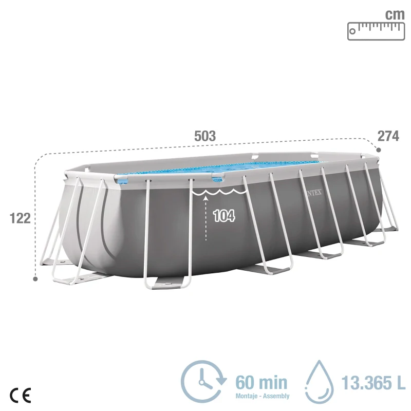 Piscina Desmontable Ovalada Prisma Frame con Depuradora, 503x274x122 Cm, Gris