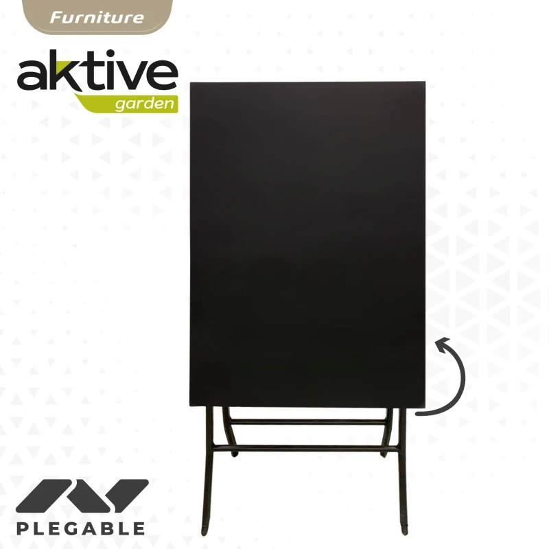 Mesa Cuadrada Plegable Aktive Estructura Metálica Resistente, 70x50x70 Cm, Negro