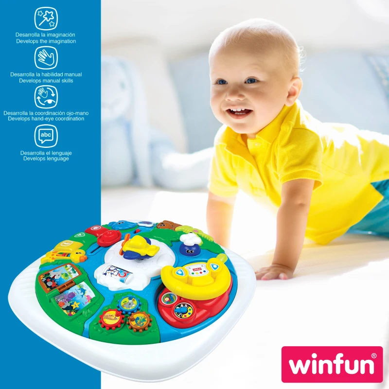 Mesa de Actividades Trotamundos Interactiva Winfun, 46x46x41 Cm, Multicolor