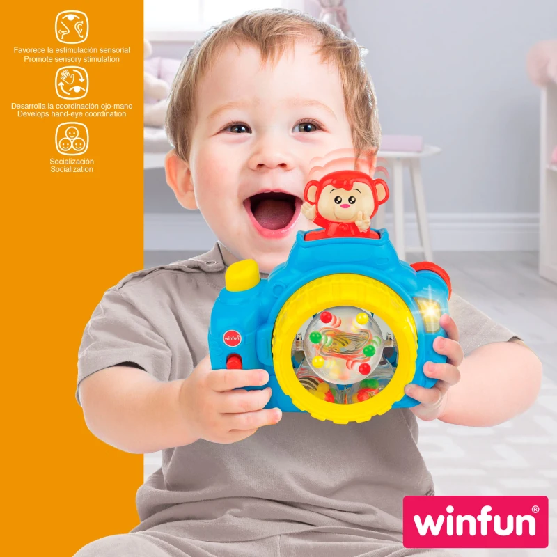 Cámara de Juguete Interactiva Winfun con Luz y Sonido, 21,5x9,5x19 Cm, Multicolor