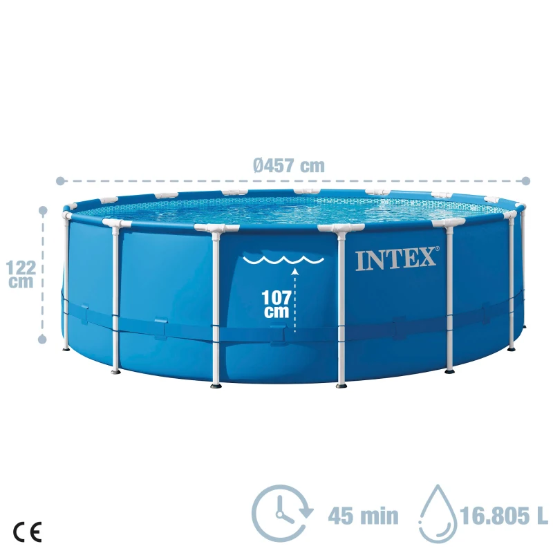 Piscina Desmontable Intex Metal Frame con Depuradora, 457x122 Cm, Azul