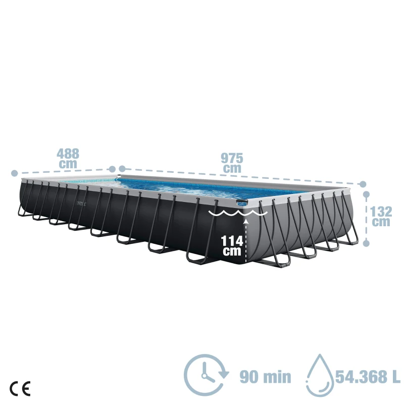 Piscina Desmontable Ultra XTR Frame Intex con Depuradora de Arena, 975x488x132 Cm, Gris Oscuro