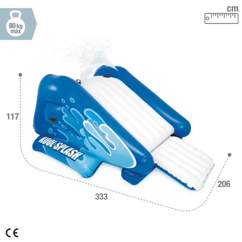 Tobogán Hinchable Acuático INTEX con 2 Pulverizadores, 333x206x117 Cm, Azul