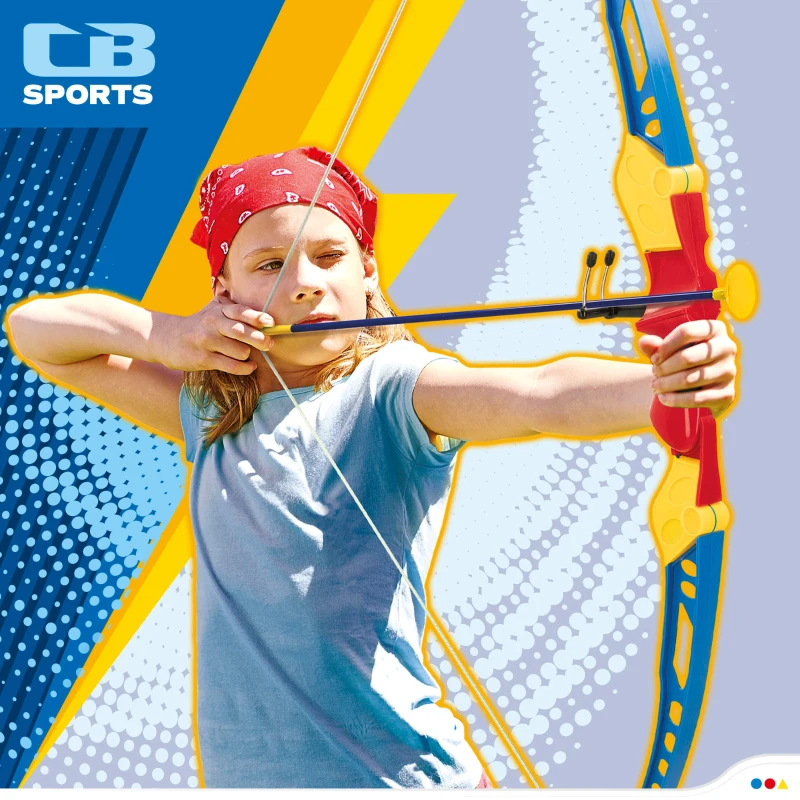 Set Tiro con Arco CB Toys, Arco 70 Cm y 3 Flechas con Ventosa, 22x4x70,5 Cm, Azul, Amarillo y Rojo