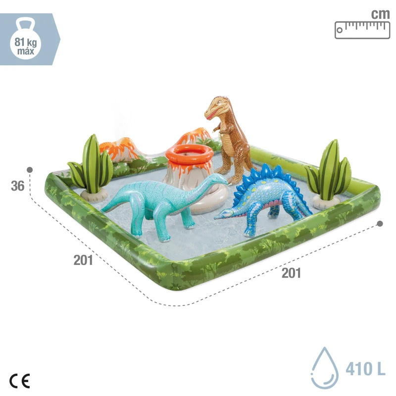 Centro de Juegos Hinchable con Difusor de Agua y Figuras, 201x201x36 Cm, Multicolor