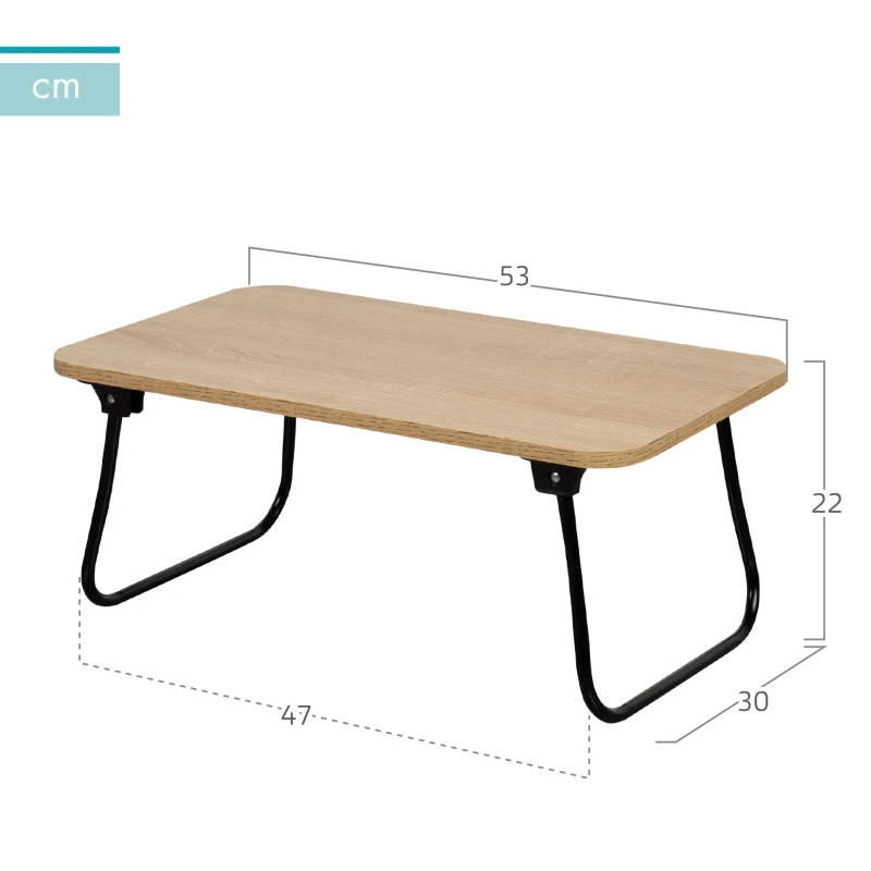 Mesa Plegable Multiusos Madera y Acero, 53x30x22 Cm, Negro