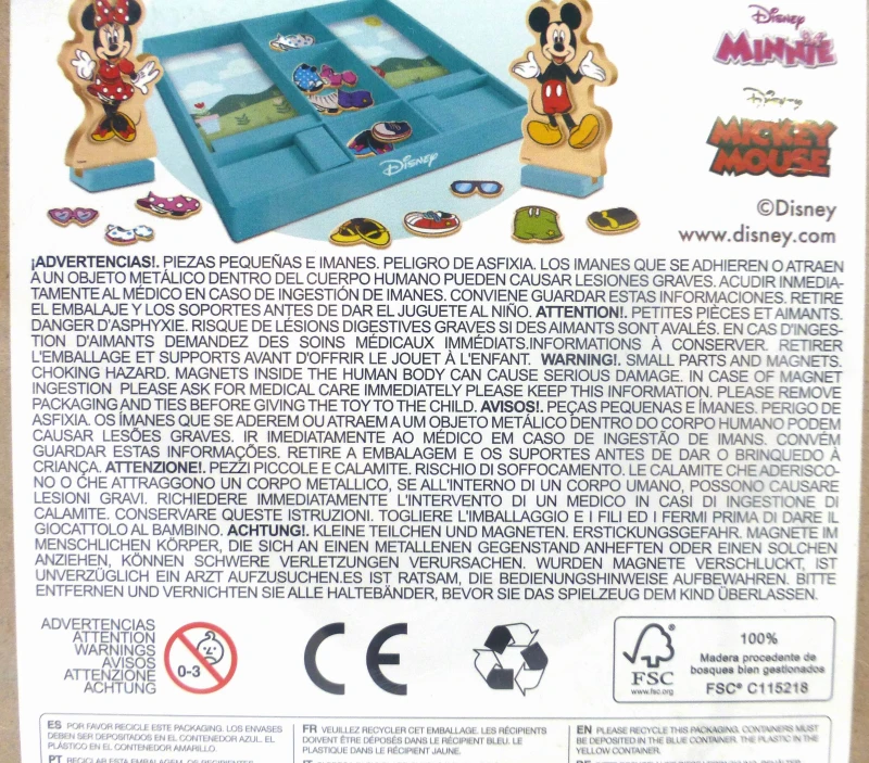 Juego Magnético de Madera Woomax Disney, 34x3x28 Cm, Multicolor