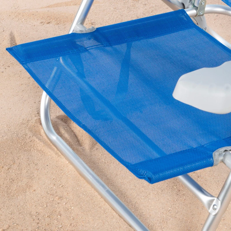Silla de Playa Aktive Plegable Reclinable 8 Posiciones, 74x12x65 Cm, Azul