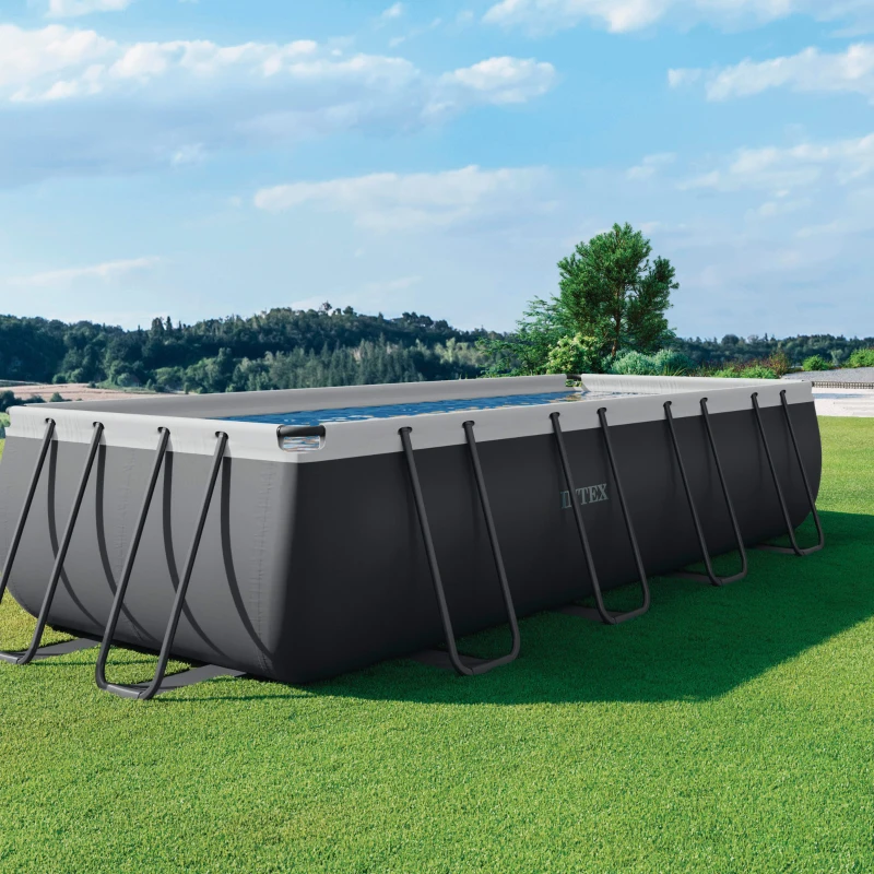 Piscina Desmontable Rectangular Ultra XTR INTEX con Depuradora 5.700 L/h, 549x274x132 Cm, Azul/Gris