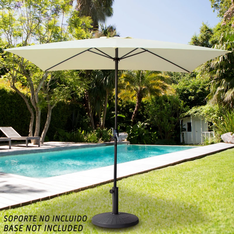 Sombrilla para Jardín Cuadrada Inclinable Protección UV50, 270x270x260 Cm, Crema