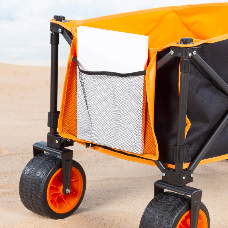 Carro Playa Plegable Aktive Ruedas 360º con Frenos Capacidad 100 Kg, 34x26,5x74,5 Cm, Azul