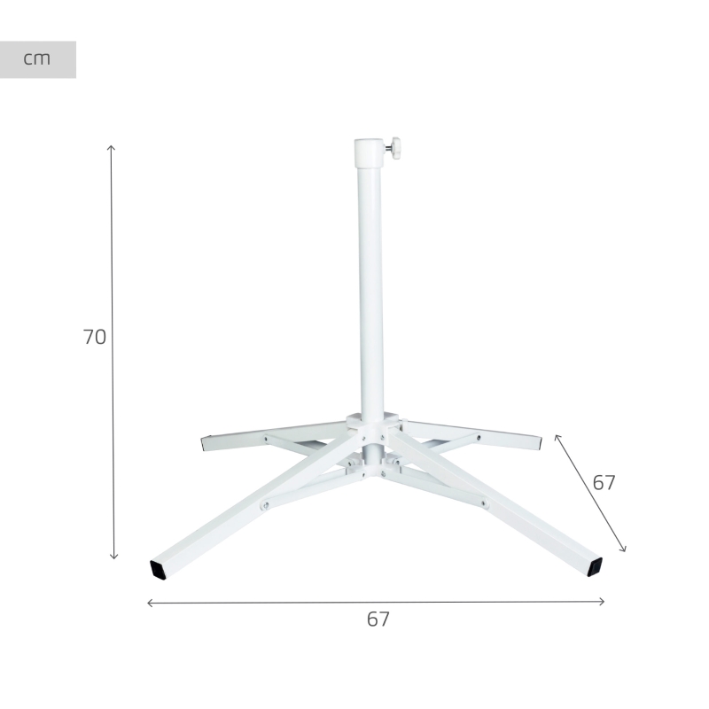 Pie de Sombrilla 4 Patas Regulable 25-32 Mm, 67x67x60 Cm, Blanco