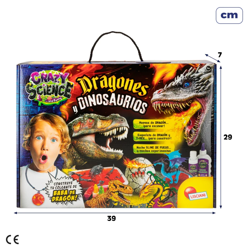 Juego Científico Lisciani Dragones y Dinosaurios Kit Slime y Maquetas, 39x6,5x29 Cm, Multicolor