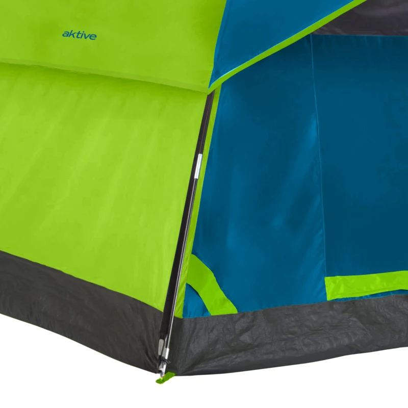 Tienda de Campaña Iglú 4 Personas Doble Techo, 240x210x130 Cm, Verde Fosforito, Azul, Gris y Negro