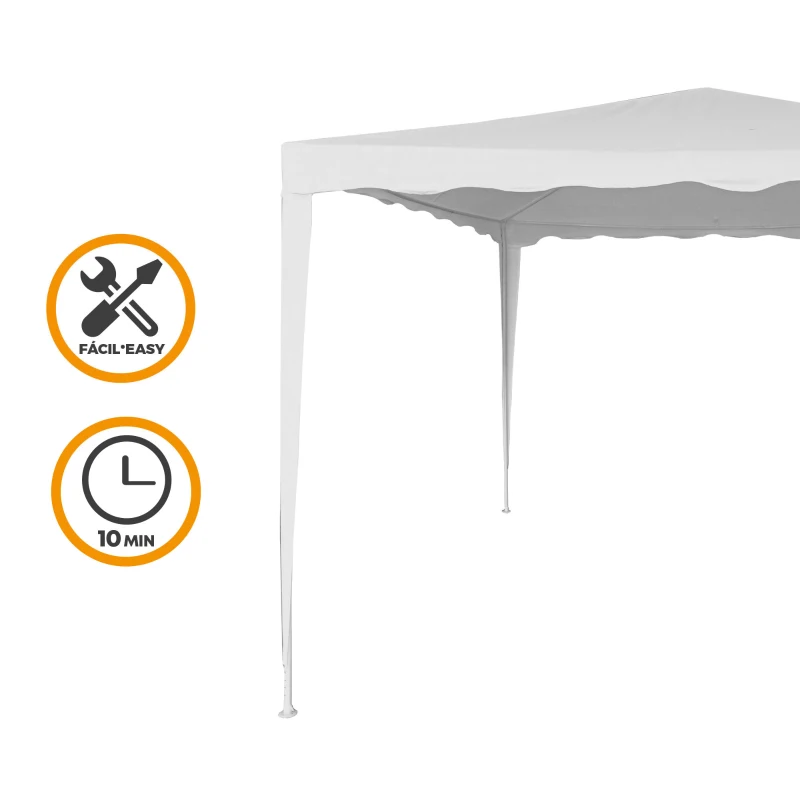 Cenador Desmontable Estructura Acero Lona 160 Gr/m2, 300x300x250 Cm, Blanco