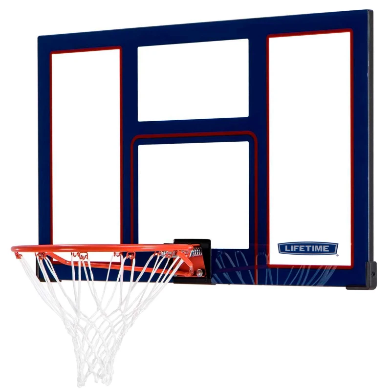 Tablero de Baloncesto Policarbonato Ultrarresistente con Aro 46 Cm, 121x5x75,5 Cm, Azul y Rojo