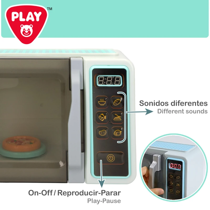 Microondas de Juguete Play con Luz y Sonido, 24x11x17 Cm, Multicolor
