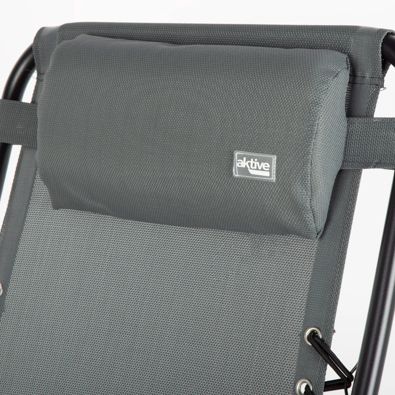 Silla Plegable Jardín Gravedad Cero 2 Posiciones, 86,5x13,5x67,0 Cm, Gris