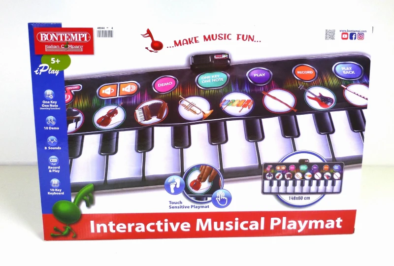 Alfombra Piano Musical Interactiva 10 Teclas y Grabación, 148x67,5x0,5 Cm, Multicolor