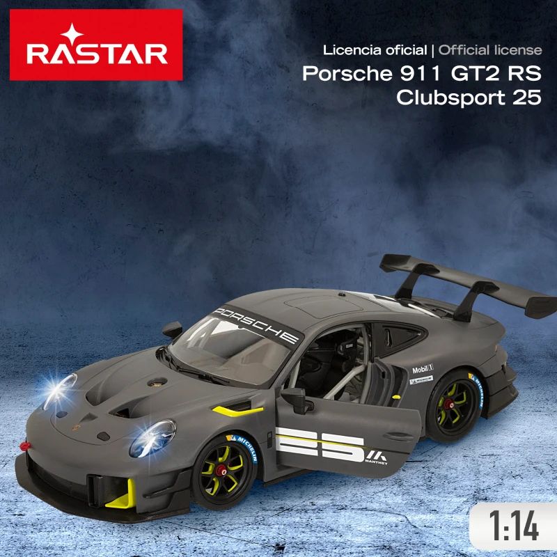 Coche Teledirigido Porsche 911 GT2 RS Clubsport, Escala 1:14, Luces y Puertas, 41x23x17,5 Cm, Gris
