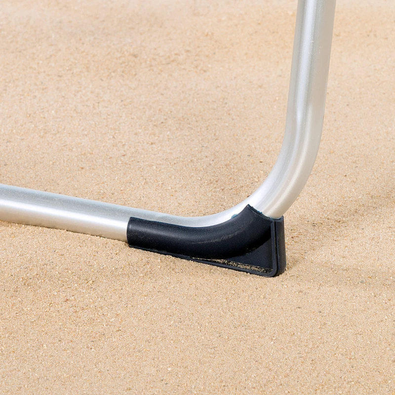 Silla de Playa Tumbona Baja Reclinable 4 Posiciones con Cojín y Bolsillo, 51x45x76 Cm, Azul Marino