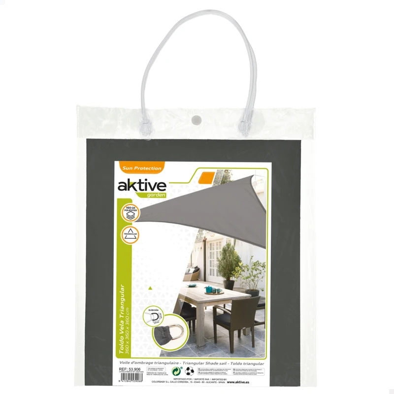 Toldo Vela Triangular de Poliéster 160 G/m², 360x360x360 Cm, Gris Antracita