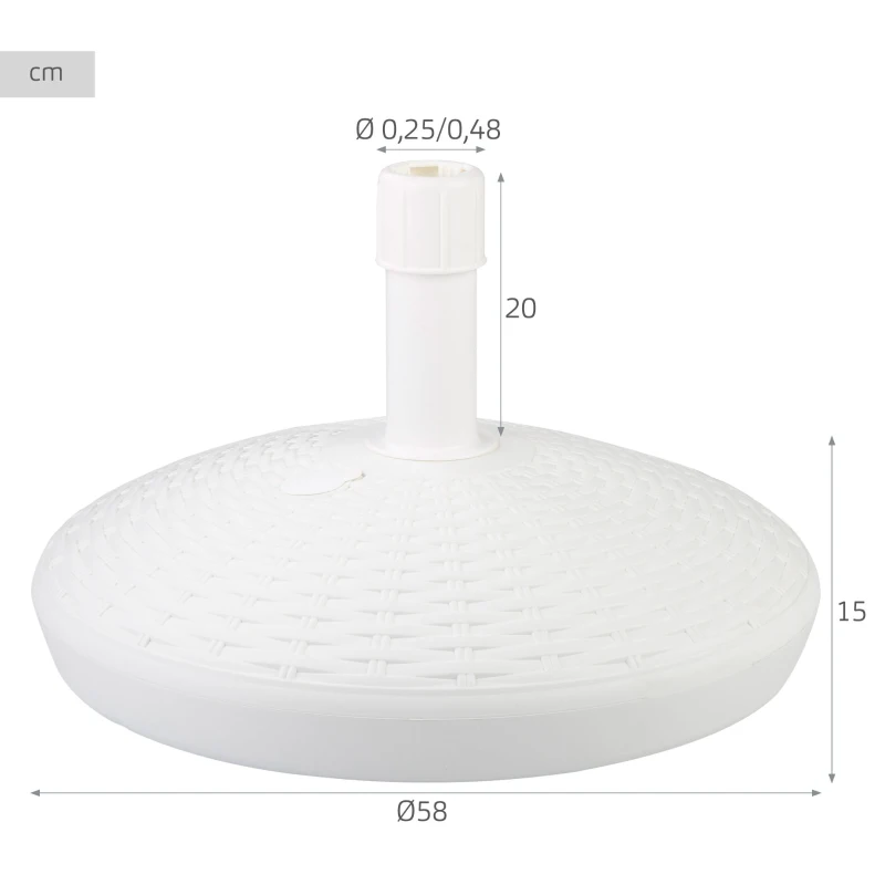 Base para Sombrilla con Rosca Ajustable, 58x58x35 Cm, Blanco