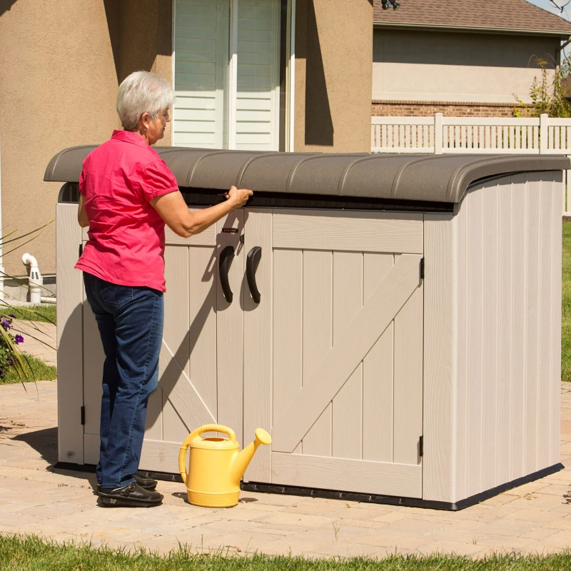 Arcón Exterior Lifetime con Puertas Dobles y Tapa Abatible, 190x106x131 Cm, Gris