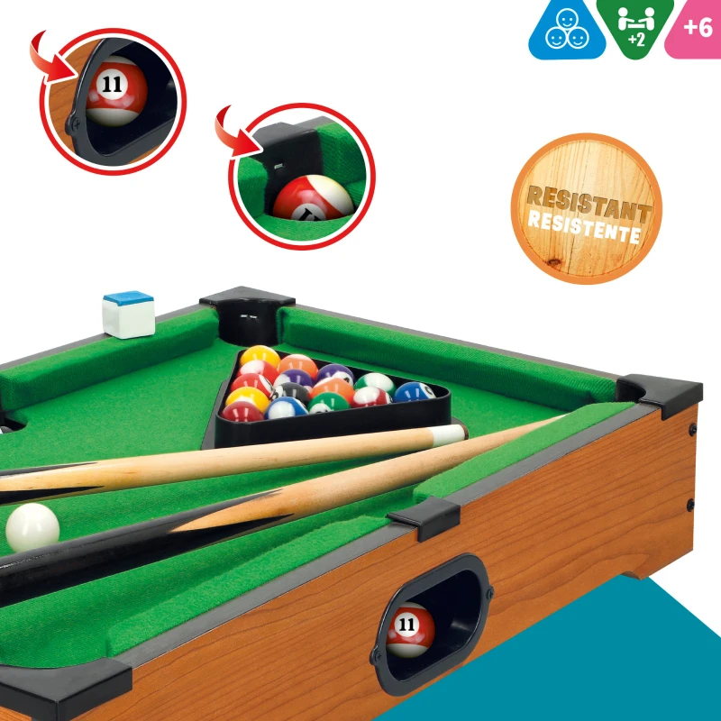 Mesa de Billar Sobremesa Portátil de Madera CB Games, 51x31x9 Cm, Verde
