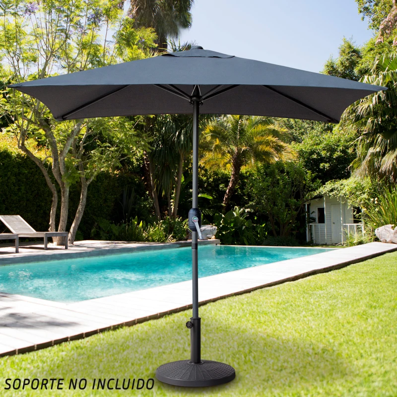 Parasol Balcón Rectangular con Mástil Aluminio y Manivela, 200x120x240 Cm, Antracita