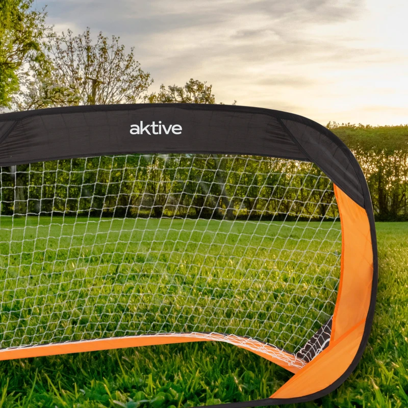 Pack de 2 Porterías de Fútbol Plegables Pop-Up, 120x80x80 Cm, Negro y Naranja