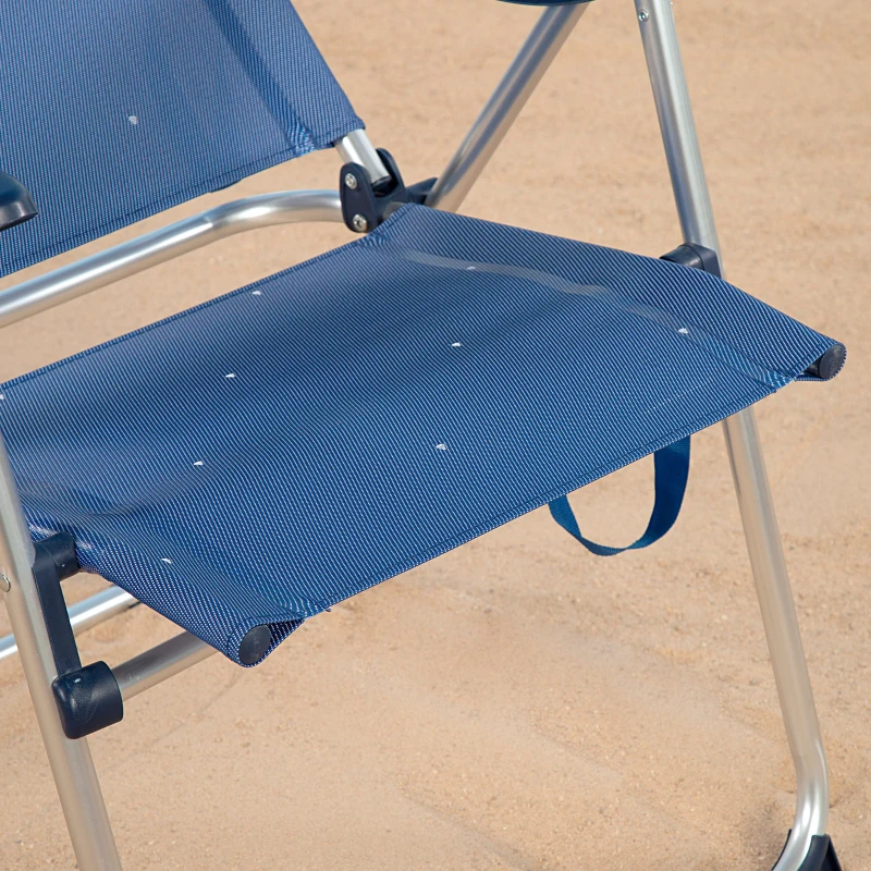 Silla de Playa Plegable Aktive Reclinable 4 Posiciones, 48x65x110 Cm, Azul