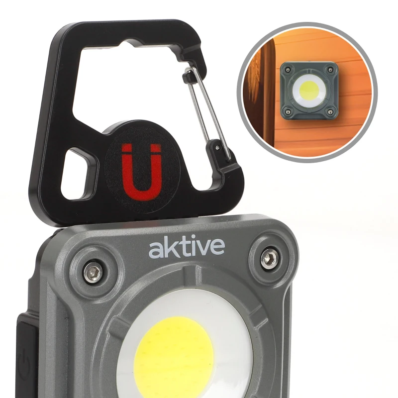 Foco LED Portátil 1000 Lúmenes 3 Posiciones IP44, 12x6x21 Cm, Negro