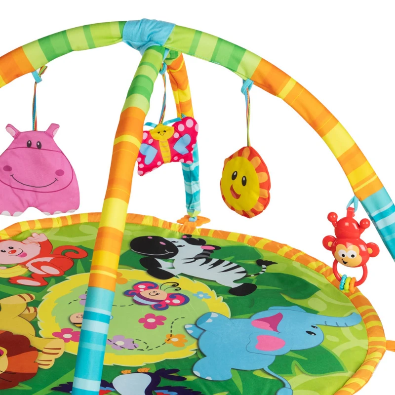 Gimnasio para Bebés Jungla Acolchado 3 en 1, 77x77x46 Cm, Multicolor