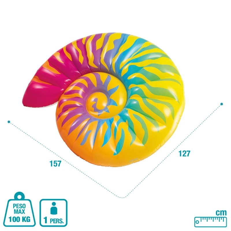 Colchoneta Hinchable Caracola INTEX, 157x127x25 Cm, Multicolor
