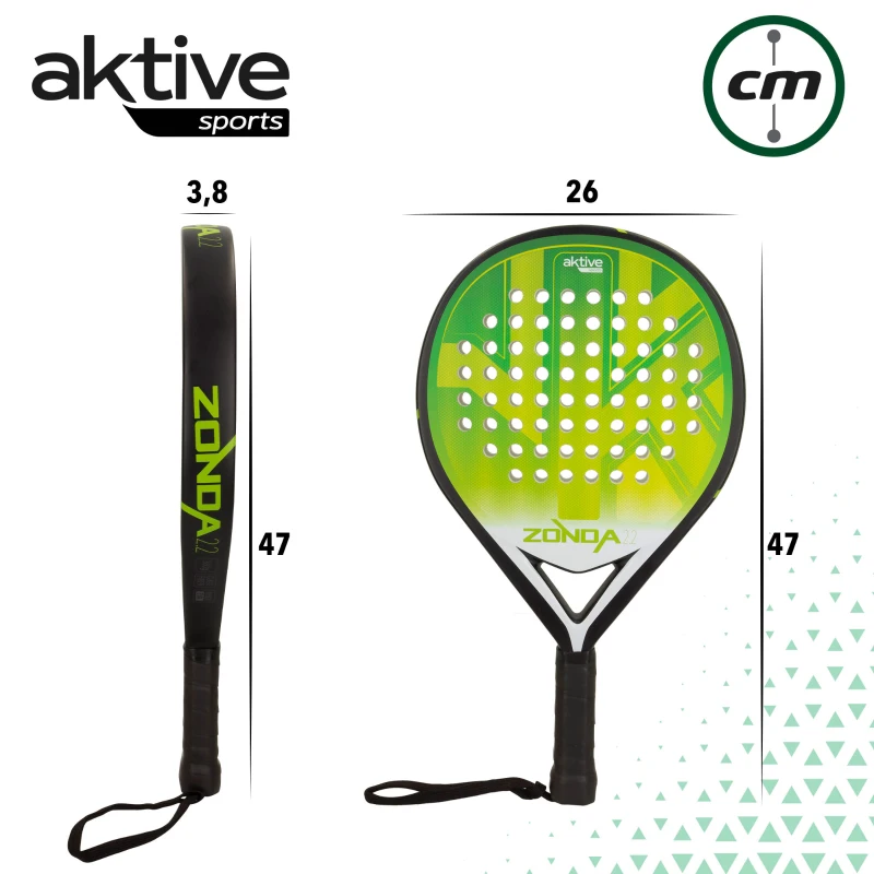 Pala de Pádel Aktive Zonda 2.2 Potencia-Control, 26x47x3,8 Cm, Verde y Negro