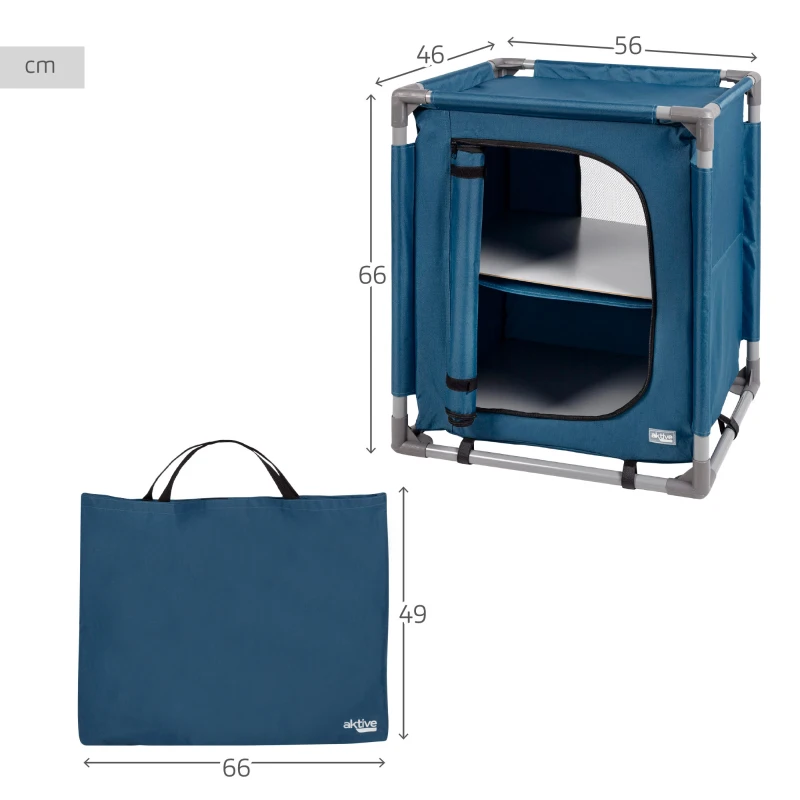 Armario Plegable Camping Aktive con Estructura de Acero, 56x46x66 Cm, Azul